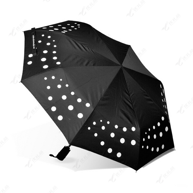 遇水变色雨伞 全自动圆点波点伞
