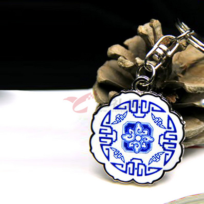 中國風青花福鑰匙扣創意鑰匙鏈
