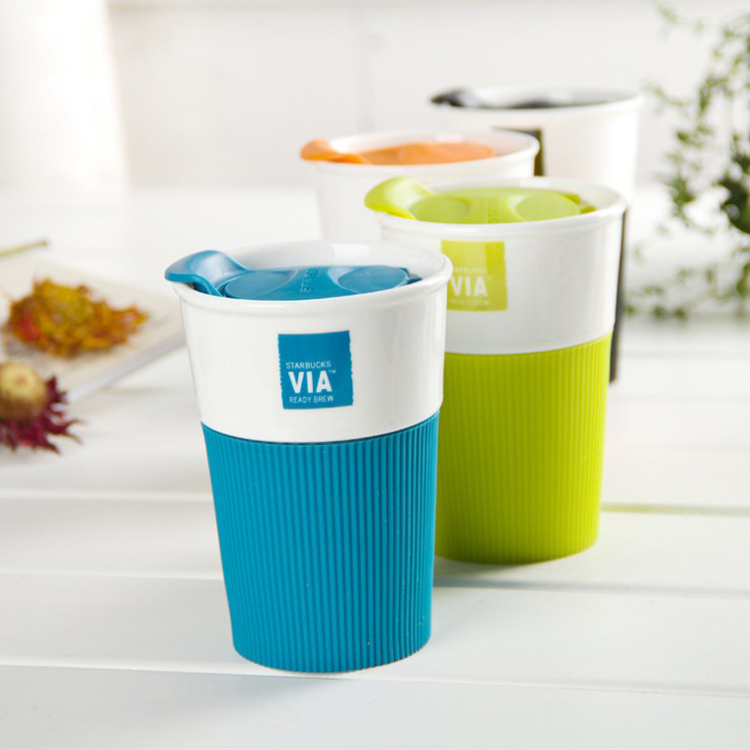星巴克新款VIA陶瓷杯隔熱防燙咖啡杯車載杯定制