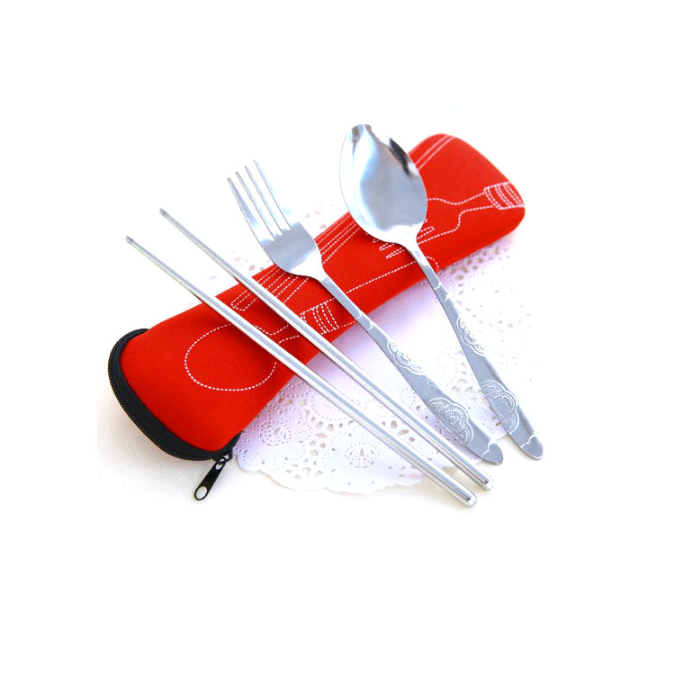 潜水袋餐具三件套 不锈钢环保勺叉筷