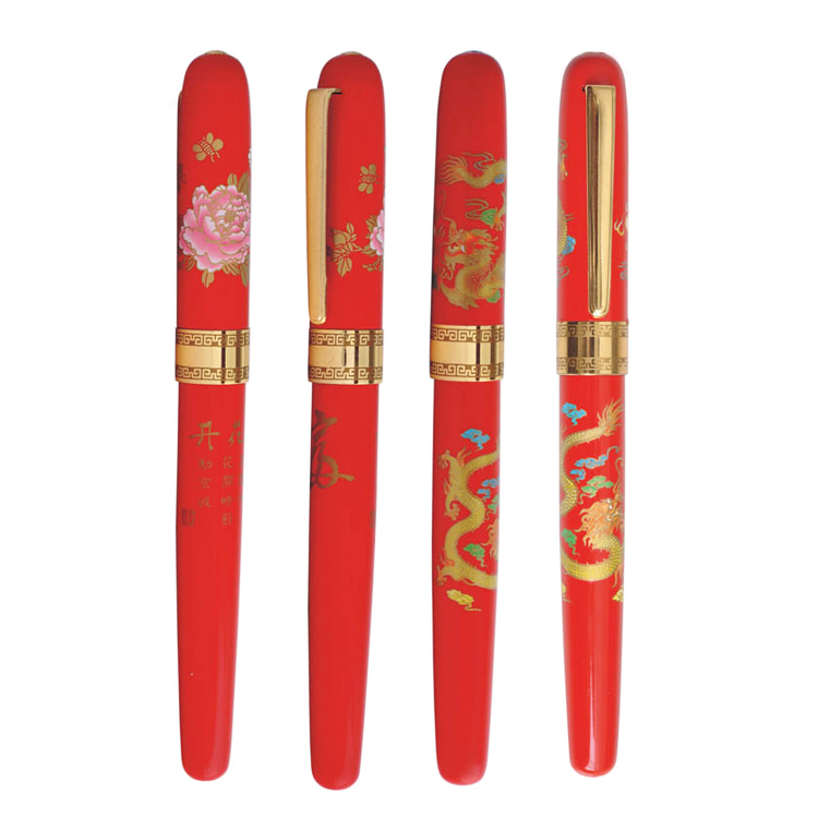 中国红瓷签字笔  经典红瓷笔  中国特色礼品定制