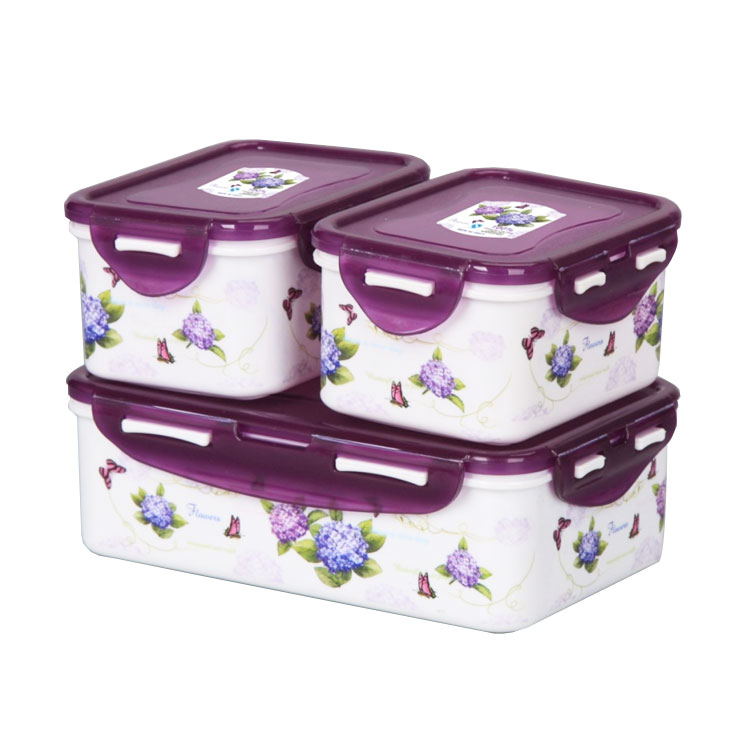 紫陽花保鮮盒三件套（方型）