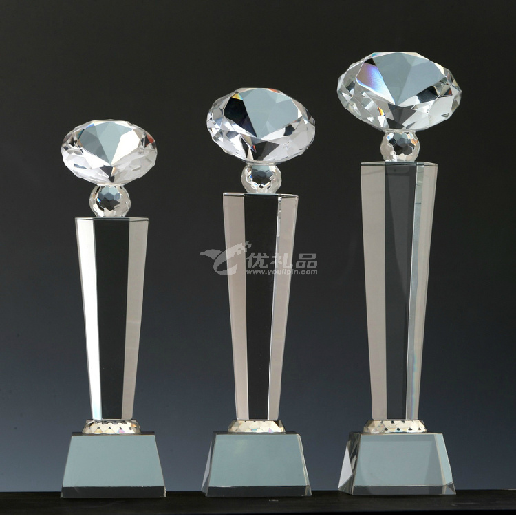 水晶奖杯奖牌定做定做 八角 钻石奖牌奖杯