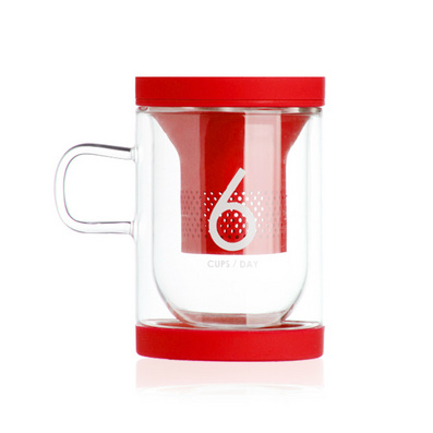 Stylor/法國花色office6杯水2.0納米硅膠茶濾帶蓋玻璃杯茶杯定制