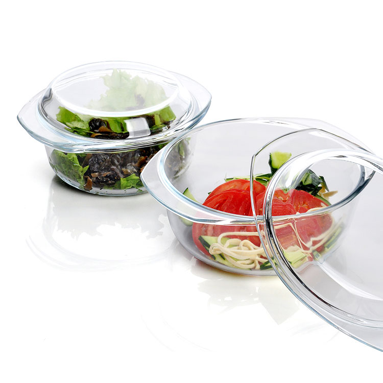 钢化玻璃煲 耐热水晶碗 微波炉餐具 带盖盘
