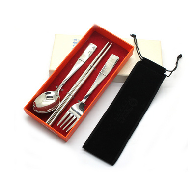 高档不锈钢餐具三件套定制 不锈钢筷子勺子叉子 环保餐具