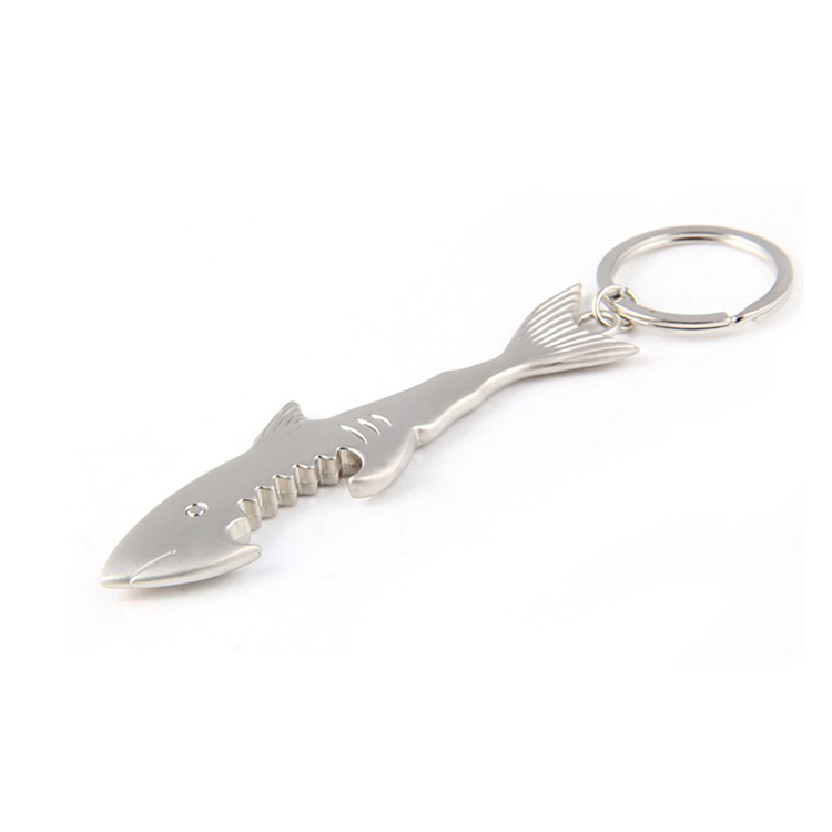 創意金屬鑰匙扣 鯊魚開瓶器鑰匙扣 個性鑰匙扣