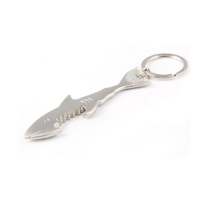 創意金屬鑰匙扣 鯊魚開瓶器鑰匙扣 個性鑰匙扣