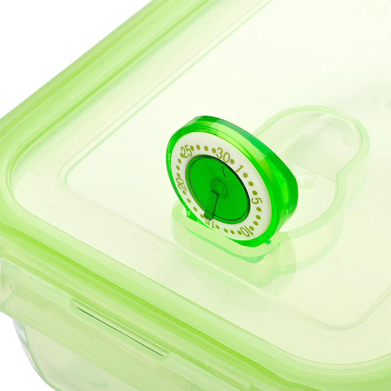 帶活塞計時高硼硅耐熱玻璃保鮮盒長方形四邊扣餐盒550ml