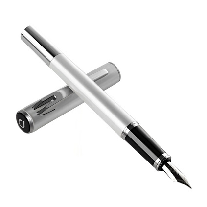 得力（deli）S675EF 米修斯系列金屬質感香檳金筆桿銀夾鋼筆/墨水筆