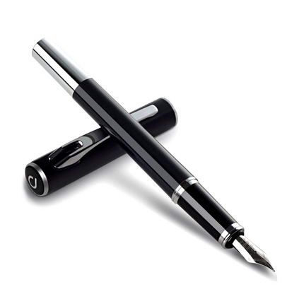 得力（deli）S675EF 米修斯系列金属质感香槟金笔杆银夹钢笔/墨水笔