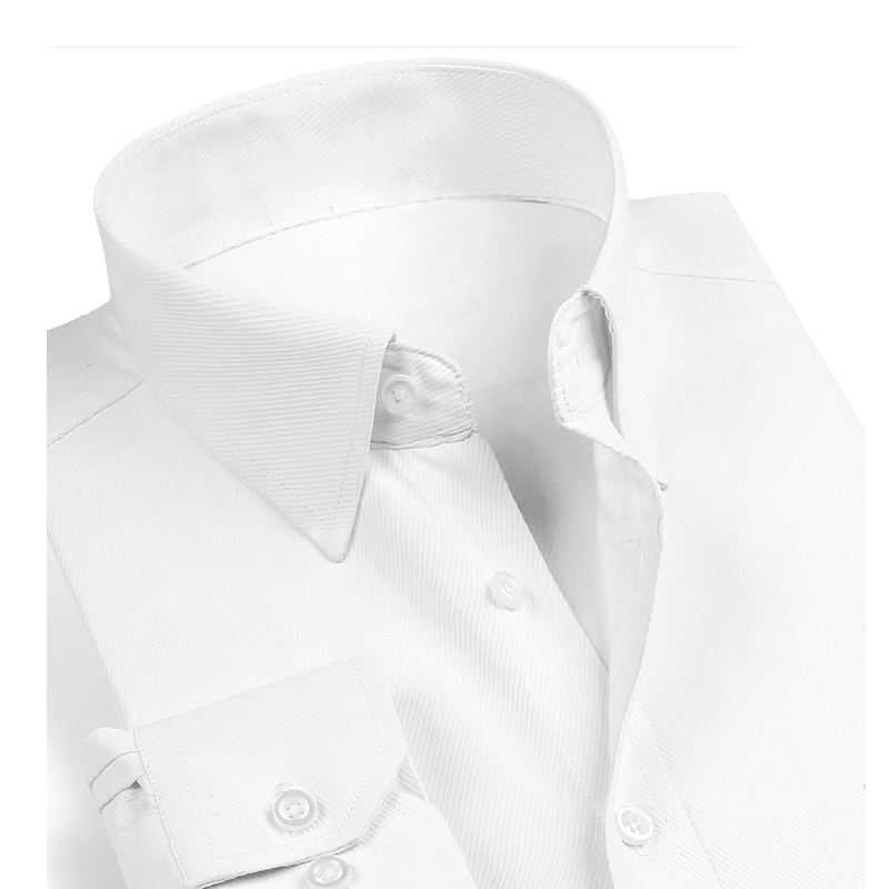 商務修身男式長袖襯衫 高檔免燙職業裝白色襯衫