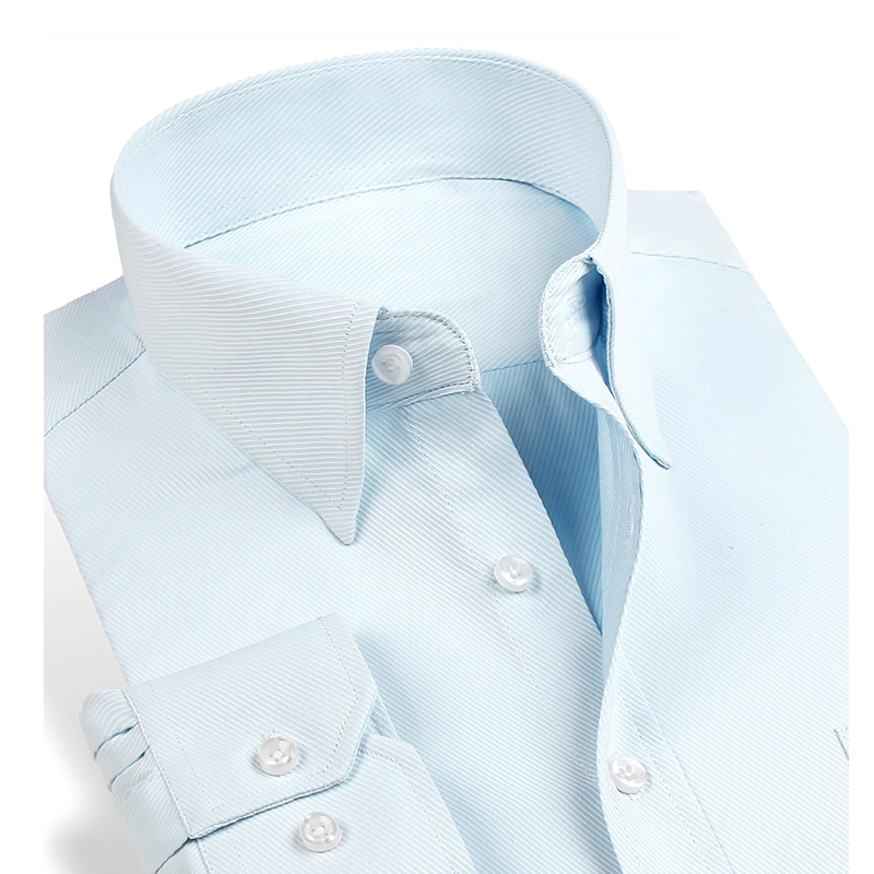 商務修身男式長袖襯衫 高檔免燙職業裝白色襯衫