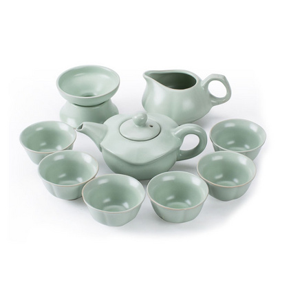 汝窑整套功夫茶具套装特价陶瓷盖碗茶杯 高品质茶具套装