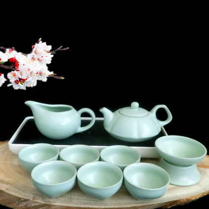汝窑整套功夫茶具套装特价陶瓷盖碗茶杯 高品质茶具套装