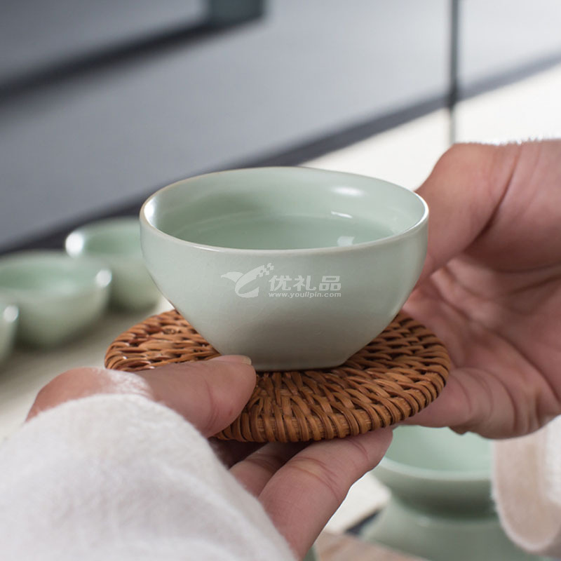 汝窯整套功夫茶具套裝特價陶瓷蓋碗茶杯 高品質茶具套裝