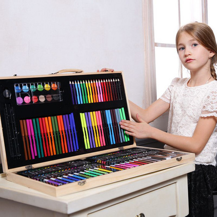 儿童节六一礼物 女孩男孩画笔套装 彩笔 180件绘画套装 美术学习用品