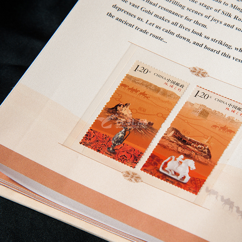 絲綢彩印版《絲綢之路》套裝珍藏郵票冊一帶一路絲綢畫定制