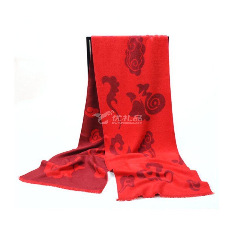艾丝雅兰 A-D302中国红蚕丝绒围巾定制