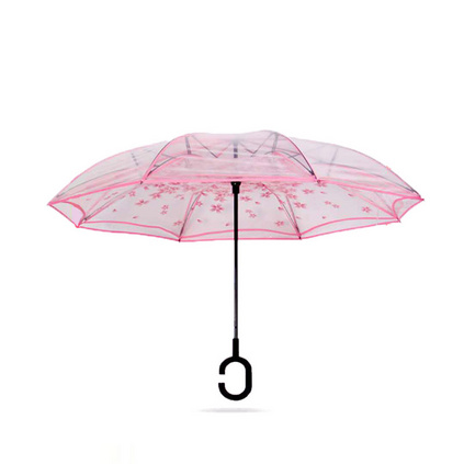 POE透明樱花汽车反向伞 双层防水商务伞 创意LOGO礼品伞定制