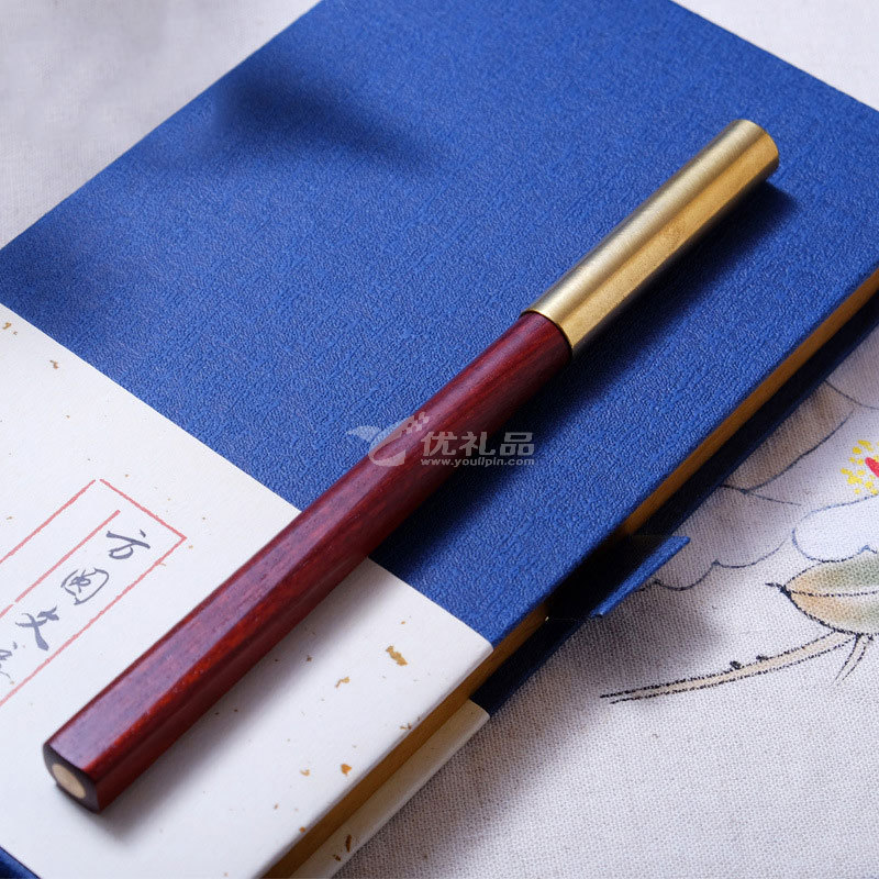 中国风紫檀方圆红木笔 名片夹古典办公文具用品定制