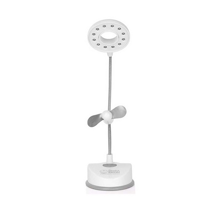 哆啦A夢DM-6106A（白色）宿舍家用帶小風扇臺燈 充插兩用臺燈定制
