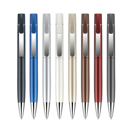 新款金属笔夹广告笔 旋动商务简易圆珠笔定制