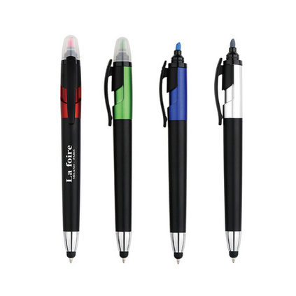 广告促销多功能按动圆珠笔 两头圆珠笔3合1高精度触控笔定制