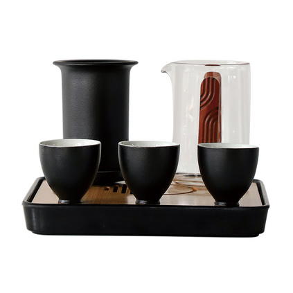 大潤窯 時尚方來玻璃旅行茶具套裝便攜式陶瓷旅行茶具定制