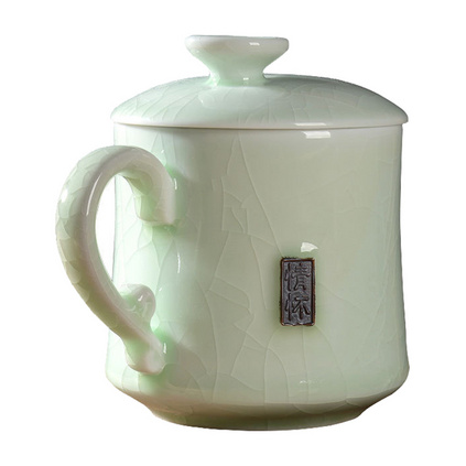陶瓷情怀哥窑自在杯茶具茶杯快客杯便携自带过滤茶杯礼盒定制