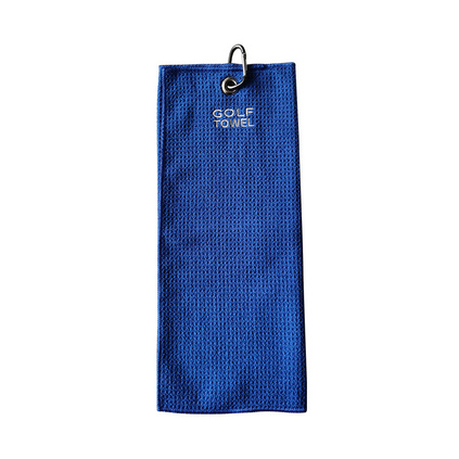 高爾夫毛巾 超細纖維華夫格運動毛巾 帶掛鉤高爾夫清潔擦桿毛巾定制