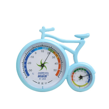 室內指針自行車溫濕度計 創意擺件家用溫度計定制
