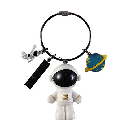 太空人公仔鋼絲繩鑰匙扣掛件 創意個性簡約汽車鏈圈環小禮品飾品定制