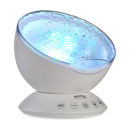 遙控海洋燈led氛圍燈床頭USB夜燈七彩海浪水波紋音樂投影燈定制