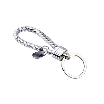 金屬編織皮繩鑰匙扣 手工編織繩汽車鑰匙圈 掛件禮品贈品創意配飾定制