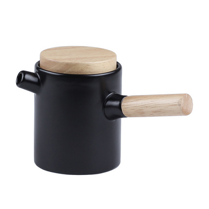 日式茶具系列套裝木手把側把壺一壺四杯帶茶濾創意日式茶具禮盒定制