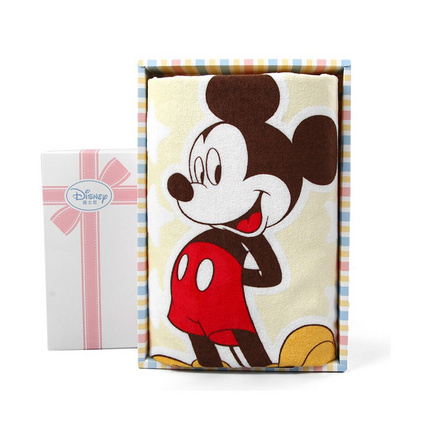 迪士尼Disney米妮米奇粉嫩冰激凌浴巾礼盒 纯棉儿童浴巾 割绒卡通浴巾定制