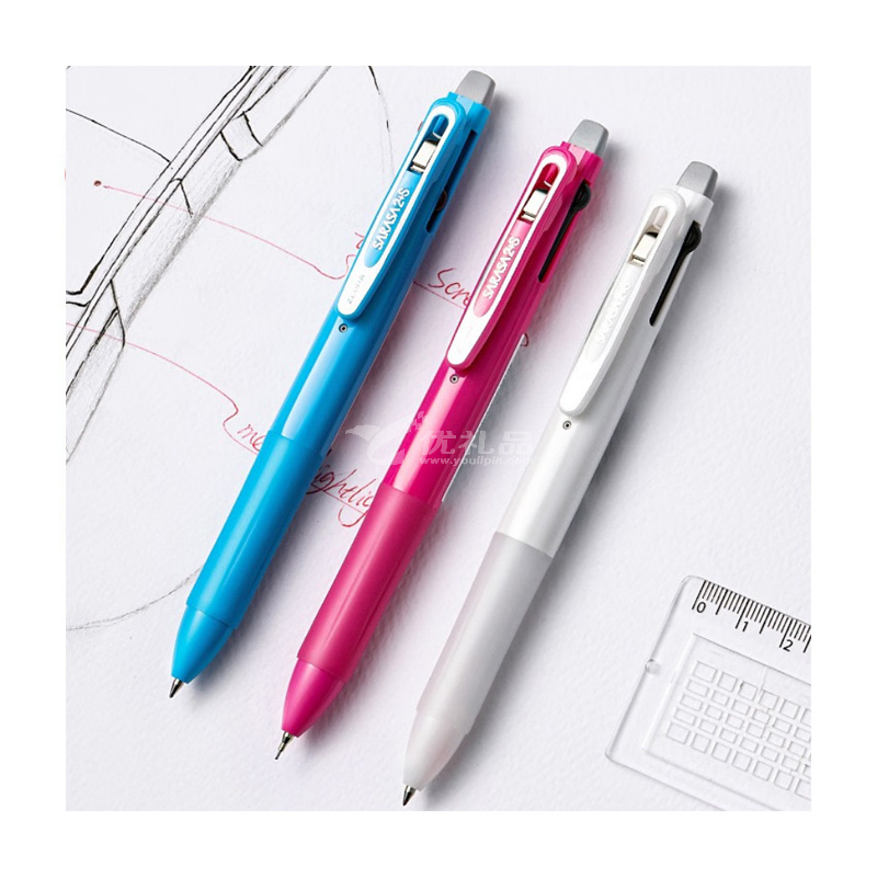 日本zebra斑马多功能笔SJ2模块笔三色笔笔记专用中性笔加自动铅笔合一按压笔定制