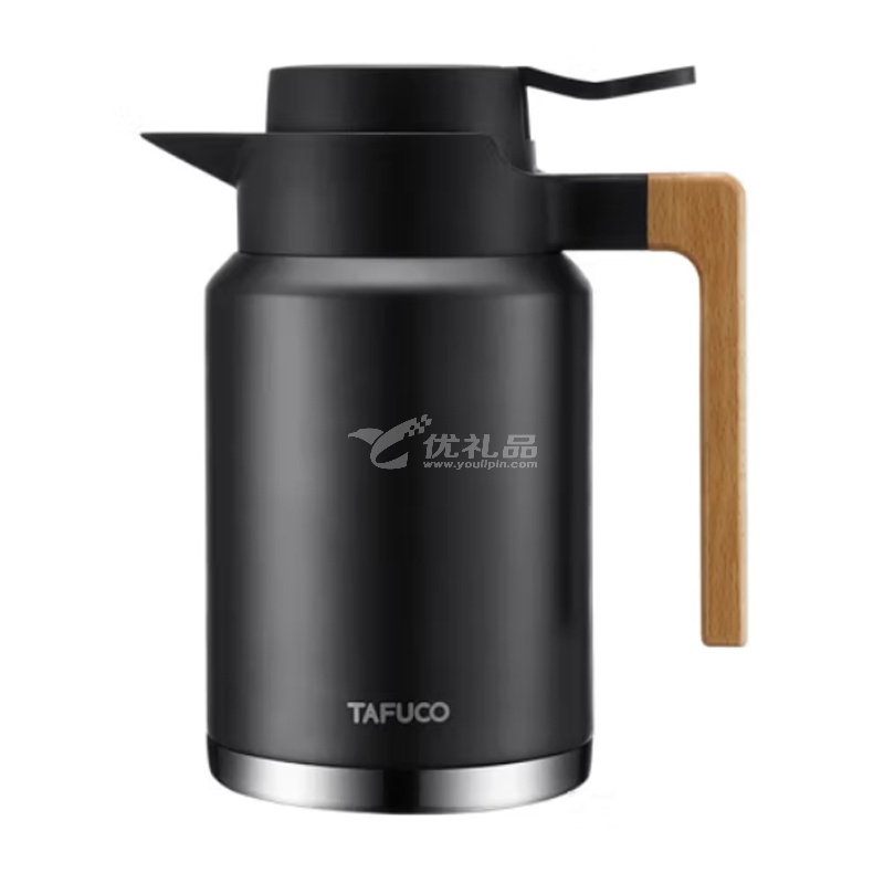 泰福高（TAFUCO）保温壶T1180 木柄桌面办公水壶 304不锈钢真空保温瓶家用大容量热水壶定制