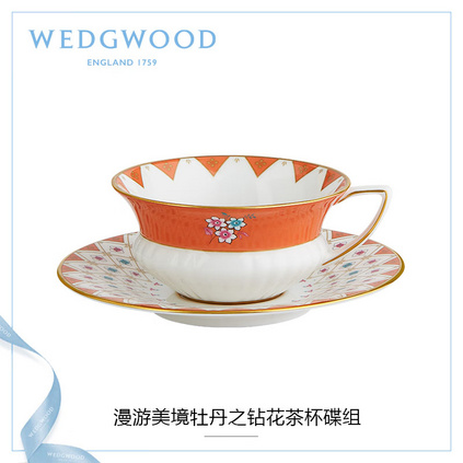 WEDGWOOD威基伍德漫游美境杯碟骨瓷欧式咖啡茶杯碟礼盒套定制